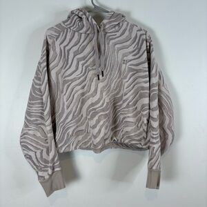 Sweaty Betty London Women’s Essential Hoodie Zebra Print Gray Beige Large